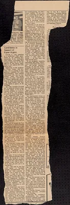 Newspaper clipping “Candidates in Support of Equal Rights”