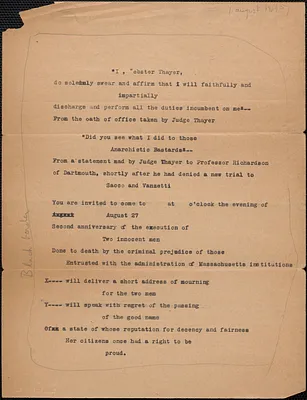 [Sacco-Vanzetti Defense Committee?] typed letter (circular?), Boston, Mass., [August 1929?]