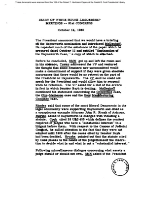White House - Congressional Leadership Meeting, 10/14/69 (includes minutes)