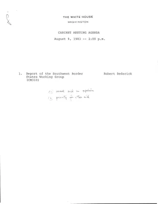 [Cabinet Meeting 08/09/1983]