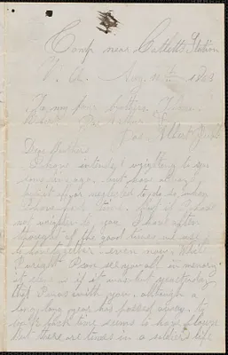 Letter from William Jubb, camp near Catlett's Station V.A., to Jubb brothers, West Chelmsford, Mass., August 11, 1863