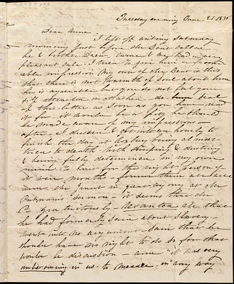 Letter from Caroline Weston, [Boston?], to Anne Warren Weston, Tuesday morning, June 21, 1836 [through Wednesday, June 22'd]