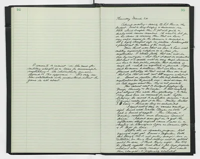 Handwritten journal entry for March 20, 1969