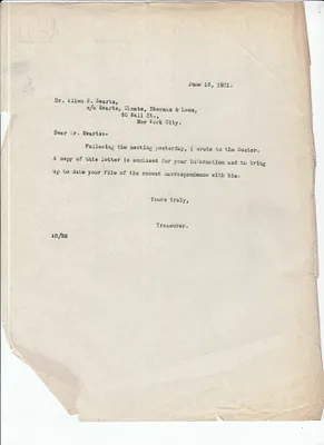 Letters Sent to Allen W. Evarts, June 16, 1921