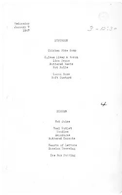 White House Luncheon and Dinner Menu
