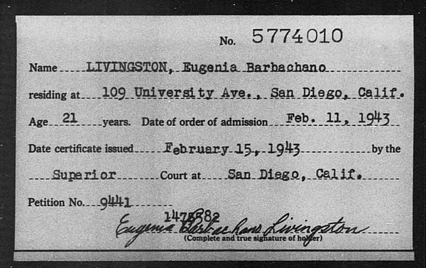 Livingston, Eugenia Barbachano - 1943