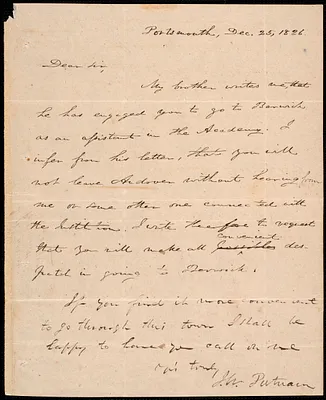 Letter from Israel Warburton Putnam, Portsmouth, to Amos Augustus Phelps, Dec. 25, 1826