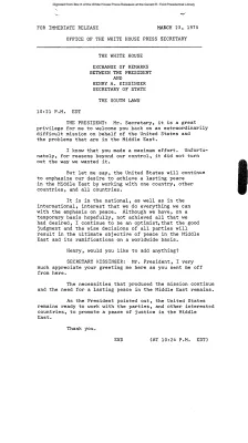 Exchange of Remarks between the President and Henry A. Kissinger, Secretary of State [Ford Speech or Statement]