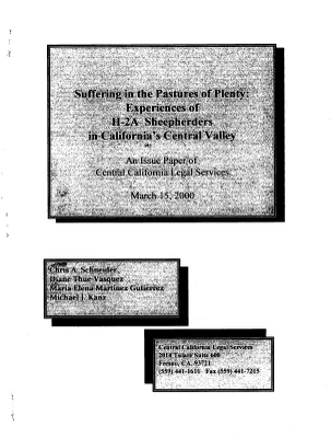 Suffering in the Pastures of Plenty: Experiences of H-2A Sheepherders in California’s Central Valley