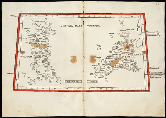 Septima Europa tabula continet Sardininiam & Sicilia insulas