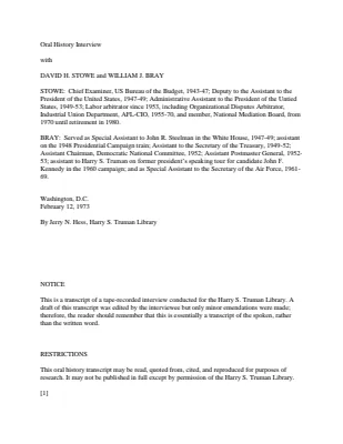 Oral History Interview with David H. Stowe and William Bray