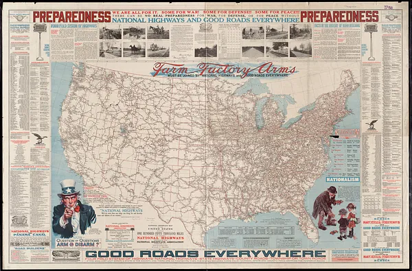 National highways map of the United States showing one hundred fifty thousand miles of national highways proposed by the National Highways Association