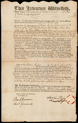 Robert McNear indentured to apprentice with Husey(?) [Hussey] of Nantucket, 4 March 1773