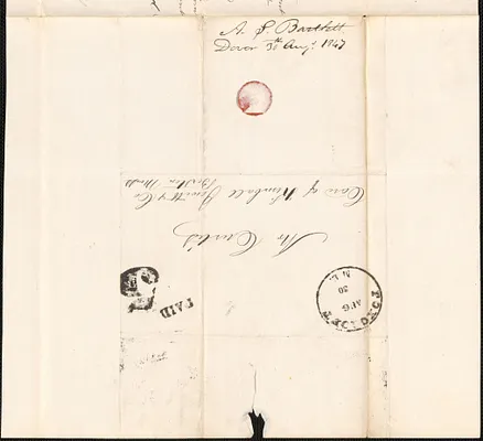A. S. Bartlett to Curtis c/o Kimball Jewett and Co, 30 August 1847