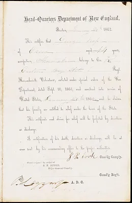 Civil War enlistment paper