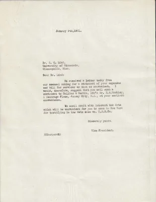 Letters Sent to S.C. Lind, January 9, 1931