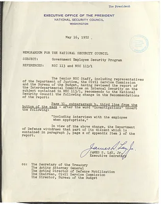 Memorandum from James S. Lay, Jr. to the National Security Council