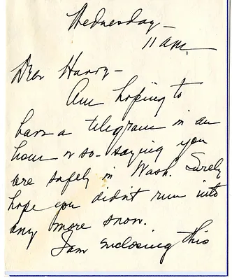 Letter from Bess W. Truman to Harry S. Truman