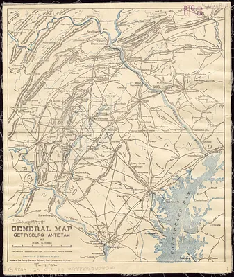 General map, Gettysburg-Antietam
