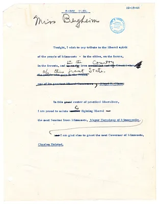 Reading Copy, Speech of President Harry S. Truman, St. Paul, Minnesota