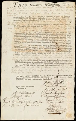 Eleanor Cox indentured to apprentice with Hadijah Bayles [Baylies] of Brighton, 4 February 1791