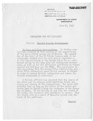 Memorandum from Acting Secretary of State Joseph Grew to President Harry S. Truman