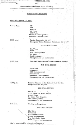 Pools for October 18, 1974 [Pool Assignments]