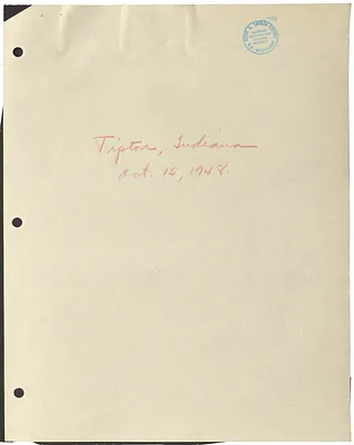Reading Copy of Speech by President Harry S. Truman at Tipton, Indiana
