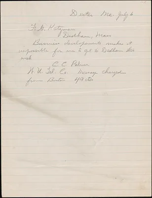 Letter from C. C. Palmer to Frederick G. Katzmann, District Attorney (Southeastern District)