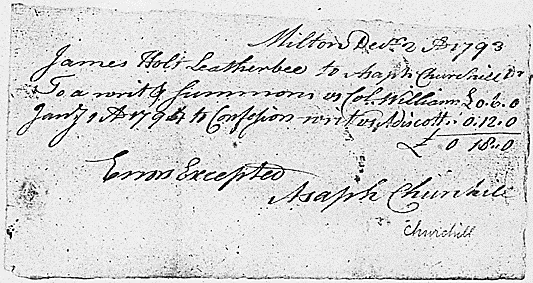 Asaph Churchill Receipt December 2, 1793