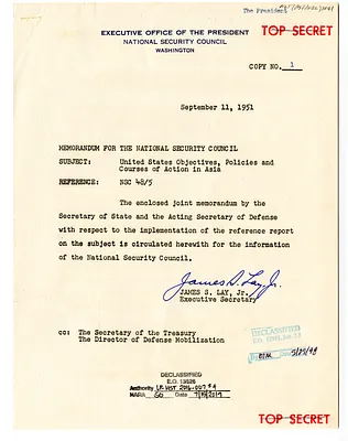 Memorandum from James S. Lay, Jr. to the National Security Council with Attachment