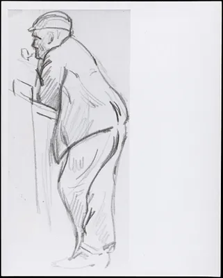 Man with pipe pencil sketch by W. Lester Stevens, 1919