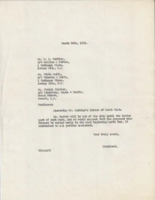 Letters Sent to E.A. Markley, Edwin Smith [Edwin F. Smith], Josiah Stryker, March 24, 1928