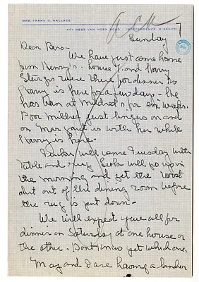 Letter from Natalie Wallace to Bess W. Truman