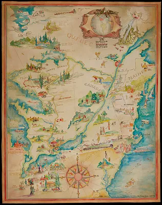 Pictorial map of the northeastern United States and eastern Canada