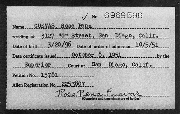 Cuevas, Rose Pena - 1951