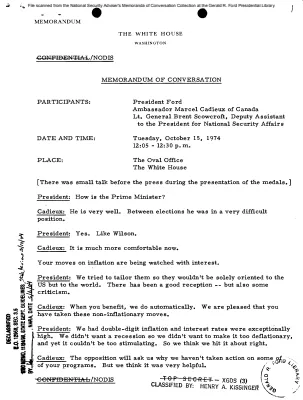 October 15, 1974 - Ford, Canadian Ambassador Marcel Cadieux