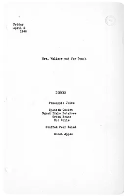 White House Dinner Menu