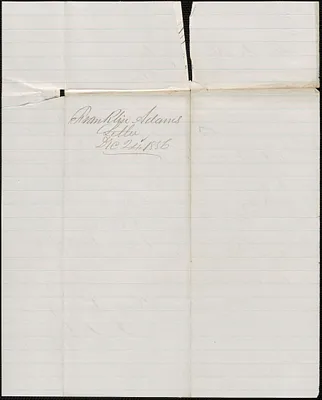 Franklin Adams to W. A. Harrington, 24 December 1856