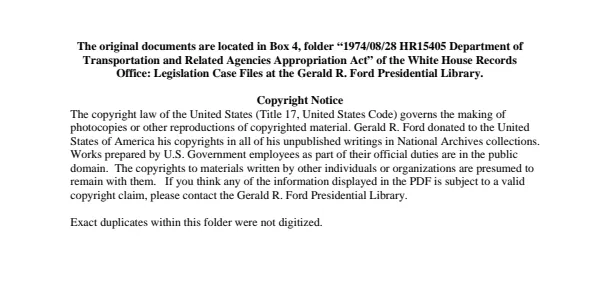 1974/08/28 HR15405 Department of Transportation and Related Agencies Appropriations Act 1975