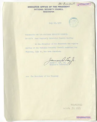 Memorandum from James S. Lay, Jr. to the National Security Council