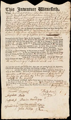 Sarah Pain indentured to apprentice with Thomas [Tho] Jackson, Jr. of Boston, 2 March 1747