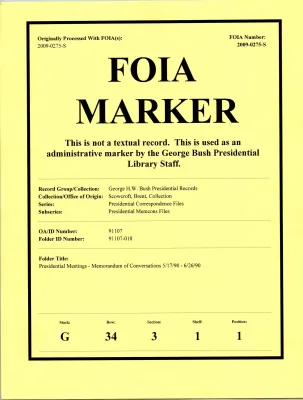Presidential Meetings--Memorandum of Conversations 5/17/90-6/26/90