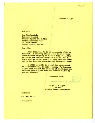 Letter from Ralph C. M. Flynt to John Eppstein with Related Material
