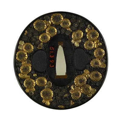 Tsuba with Chrysanthemums