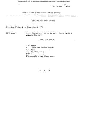 Pool for Wednesday, December 1, 1976 [Pool Assignments]