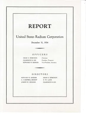 Report, December 31, 1934