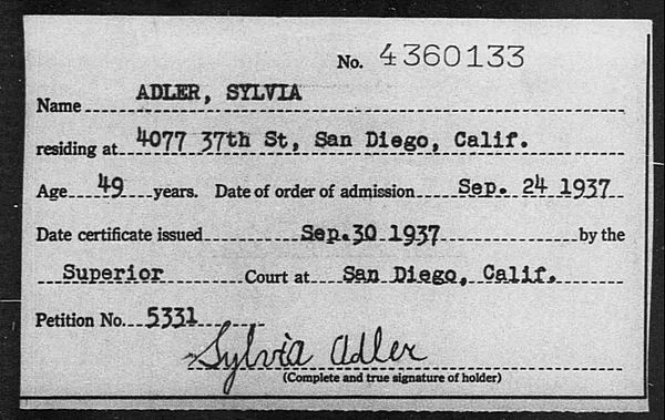 Adler, Sylvia - 1937