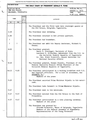 President Gerald R. Ford's Daily Diary, August 04, 1975