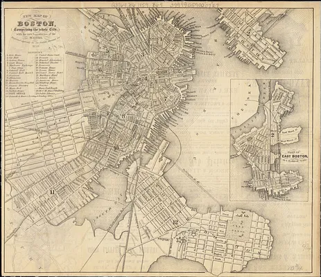New map of Boston, comprising the whole city, with the new boundaries of the wards